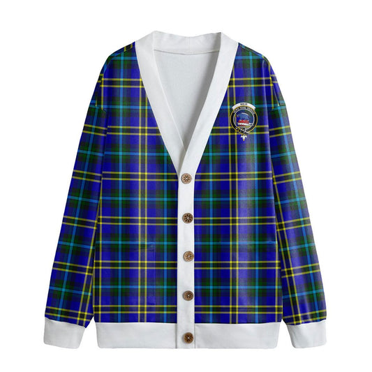 Weir Modern Tartan Crest Knitted Fleece Cardigan