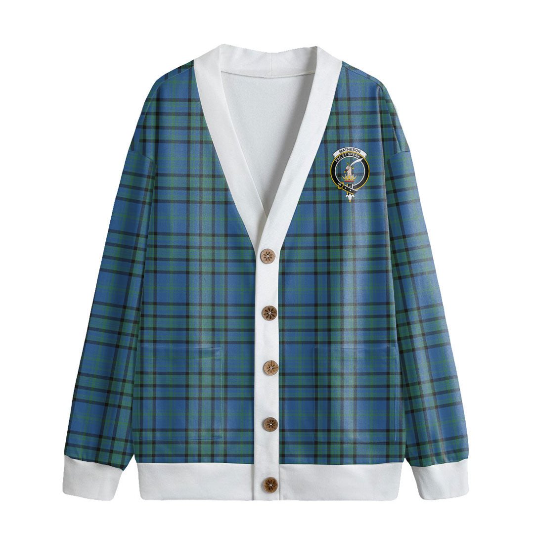 Matheson Hunting Ancient Tartan Crest Knitted Fleece Cardigan