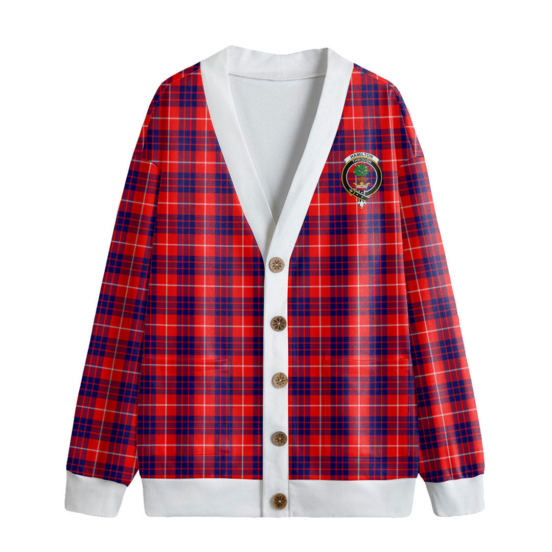 Hamilton Modern Tartan Crest Knitted Fleece Cardigan