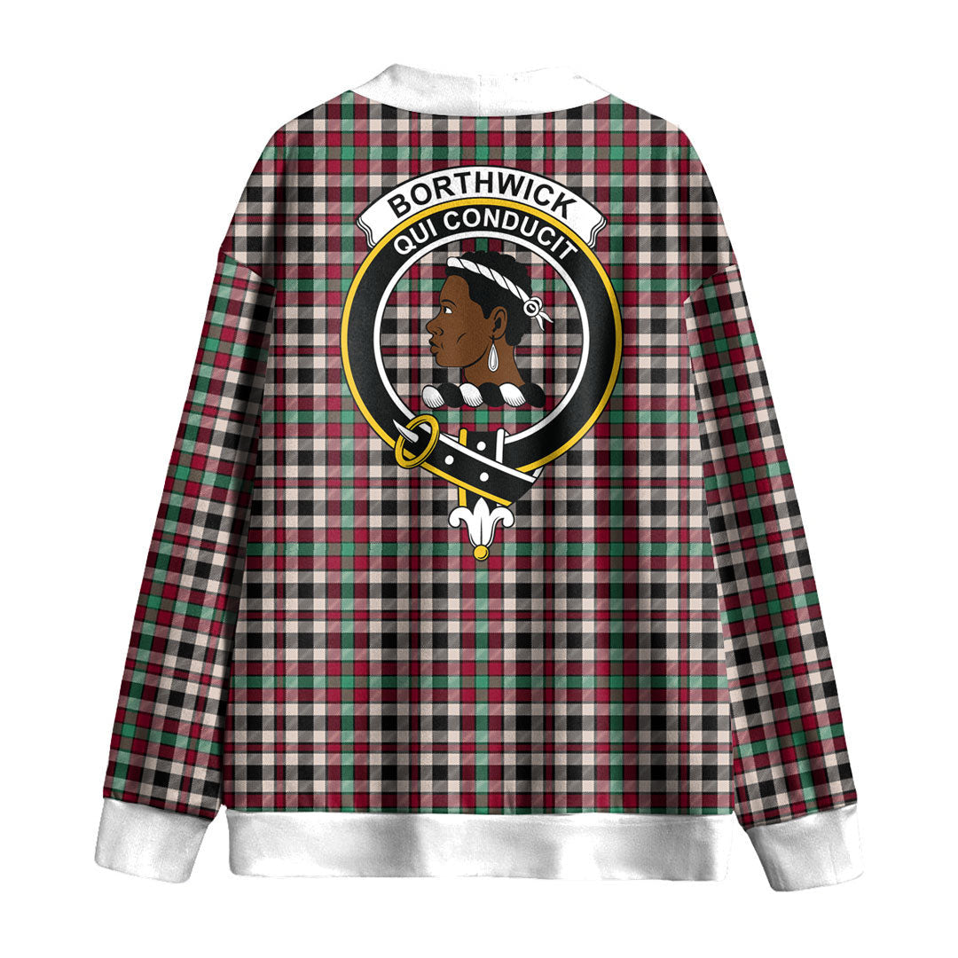 Borthwick Dress Ancient Tartan Crest Knitted Fleece Cardigan