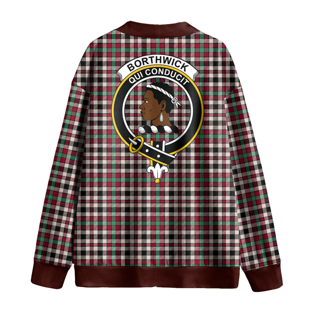 Borthwick Dress Ancient Tartan Crest Knitted Fleece Cardigan