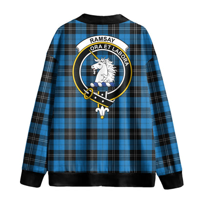 Ramsay Blue Ancient Tartan Crest Knitted Fleece Cardigan