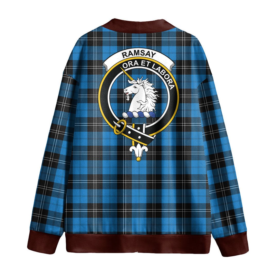 Ramsay Blue Ancient Tartan Crest Knitted Fleece Cardigan