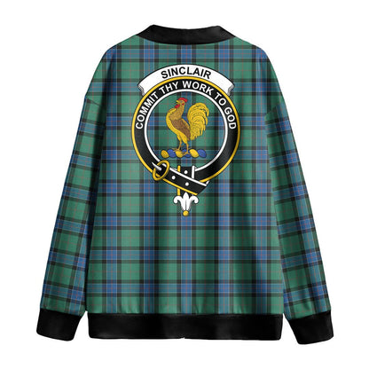 Sinclair Hunting Ancient Tartan Crest Knitted Fleece Cardigan