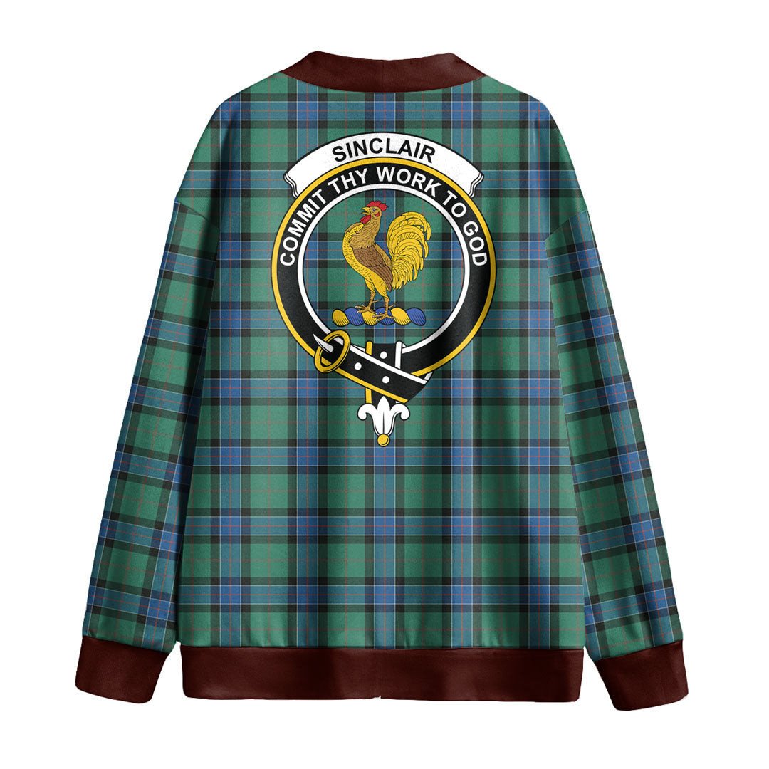 Sinclair Hunting Ancient Tartan Crest Knitted Fleece Cardigan