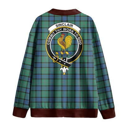 Sinclair Hunting Ancient Tartan Crest Knitted Fleece Cardigan