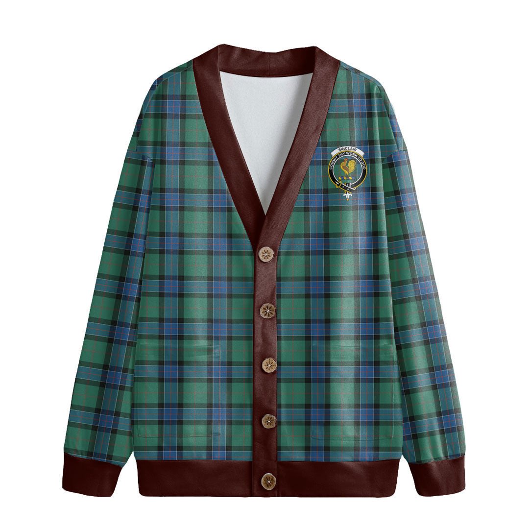 Sinclair Hunting Ancient Tartan Crest Knitted Fleece Cardigan