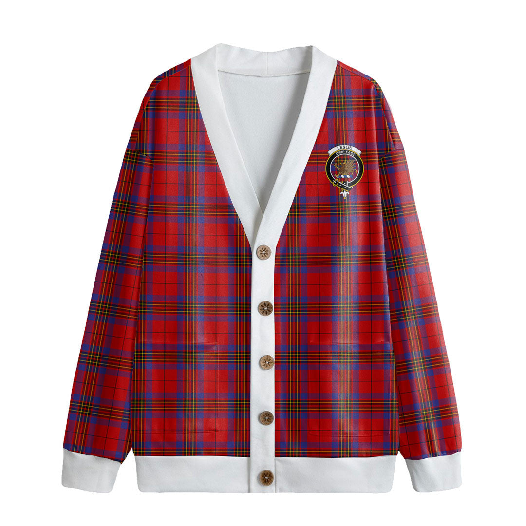 Leslie Modern Tartan Crest Knitted Fleece Cardigan