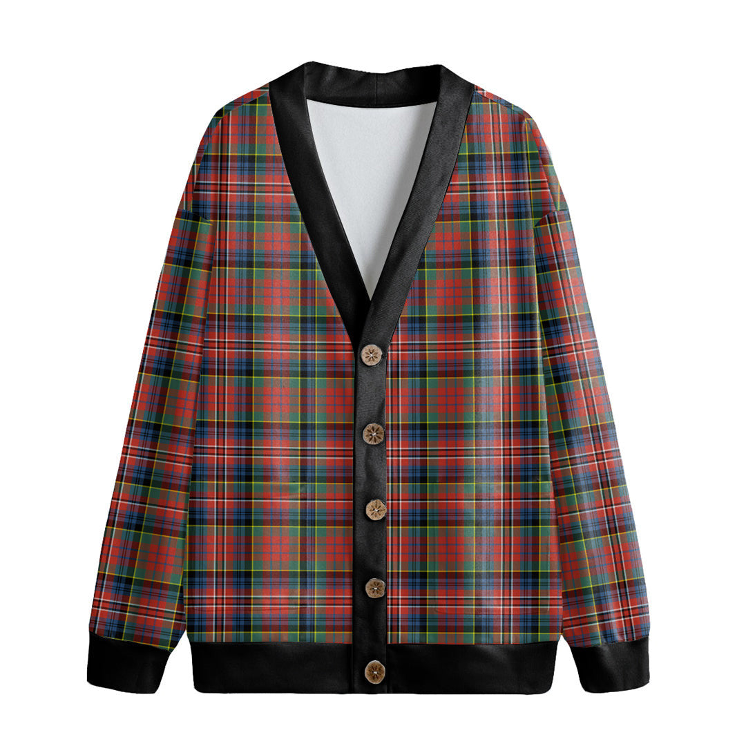 MacPherson Ancient Tartan Plaid Knitted Fleece Cardigan