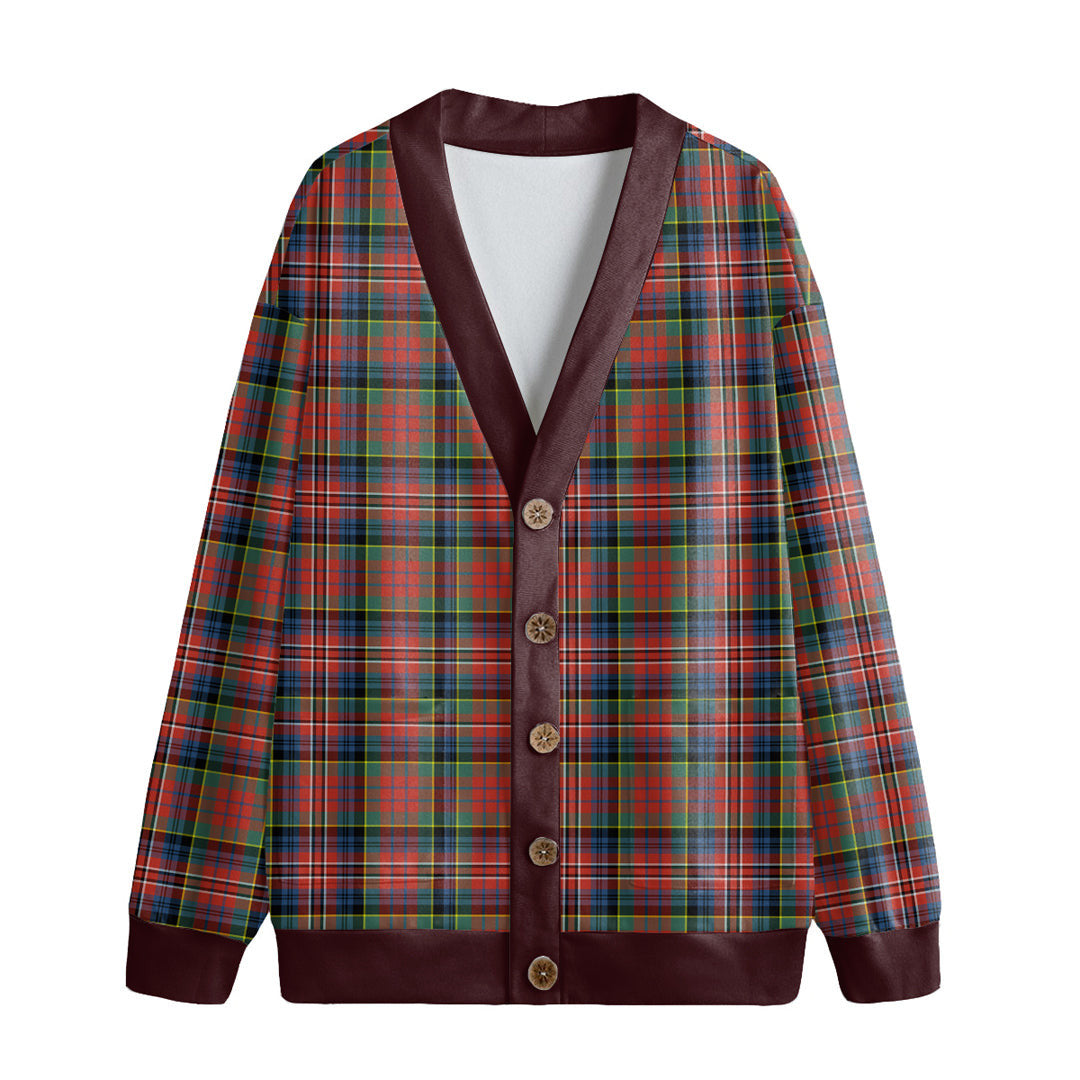 MacPherson Ancient Tartan Plaid Knitted Fleece Cardigan