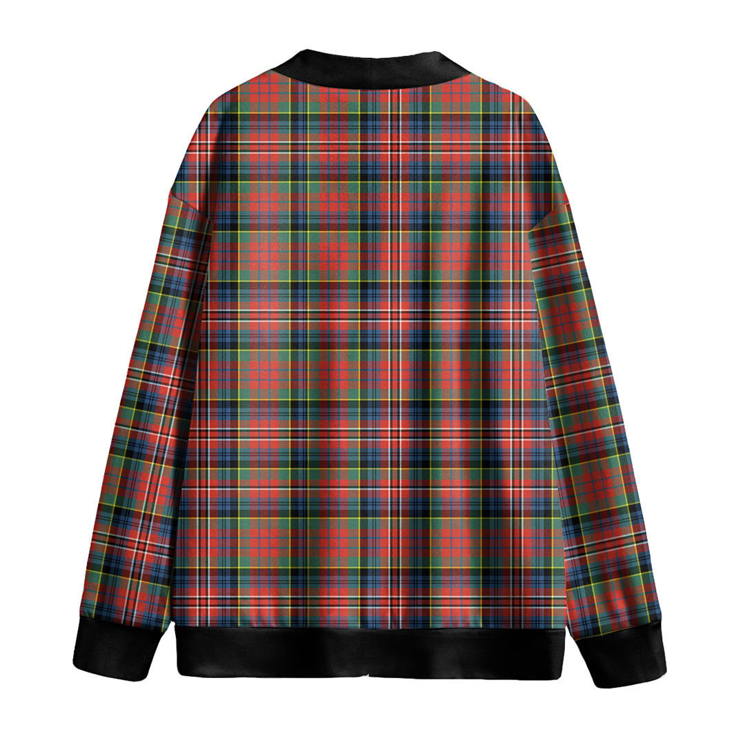 MacPherson Ancient Tartan Plaid Knitted Fleece Cardigan