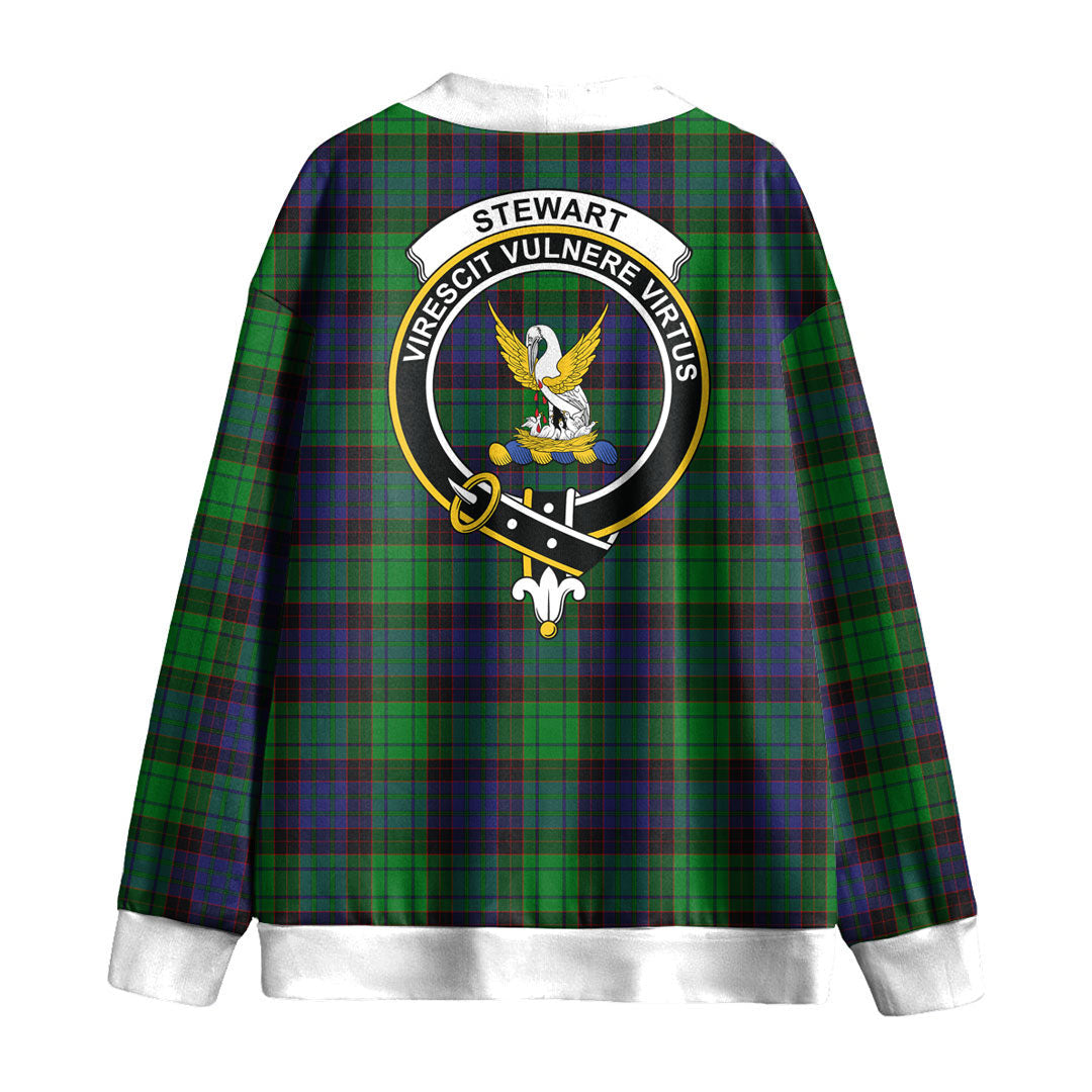 Stewart Old Modern Tartan Crest Knitted Fleece Cardigan