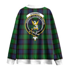 Stewart Old Modern Tartan Crest Knitted Fleece Cardigan