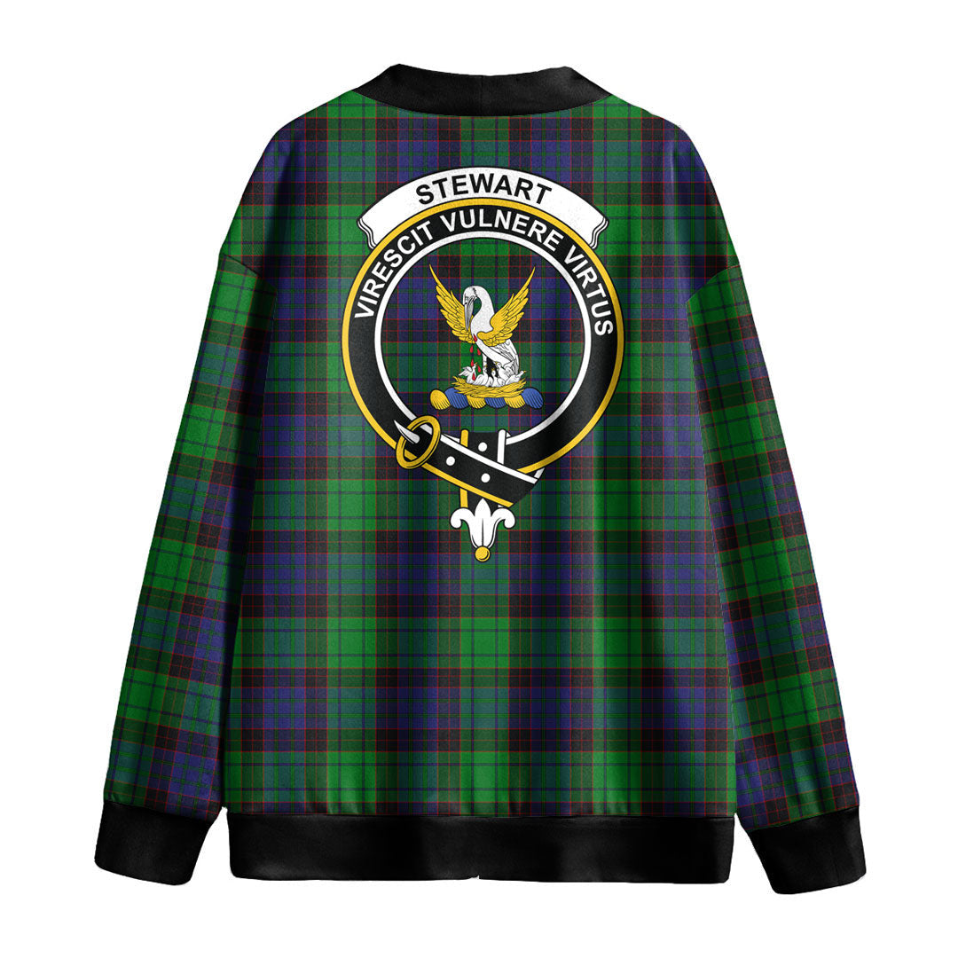 Stewart Old Modern Tartan Crest Knitted Fleece Cardigan
