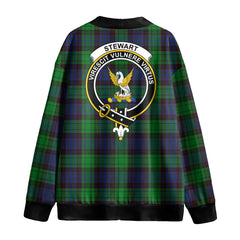 Stewart Old Modern Tartan Crest Knitted Fleece Cardigan