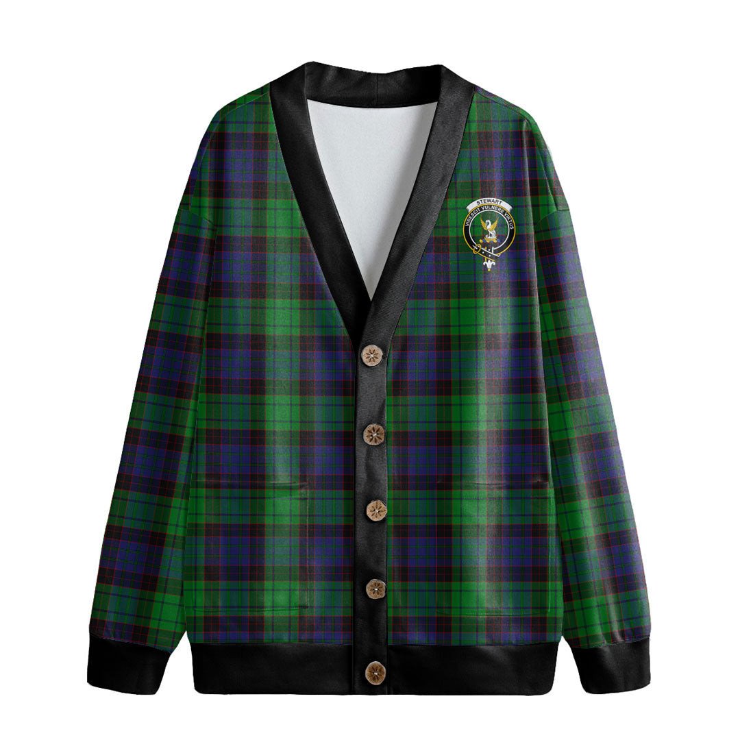 Stewart Old Modern Tartan Crest Knitted Fleece Cardigan