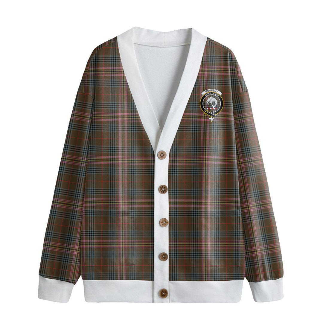 Kennedy Weathered Tartan Crest Knitted Fleece Cardigan