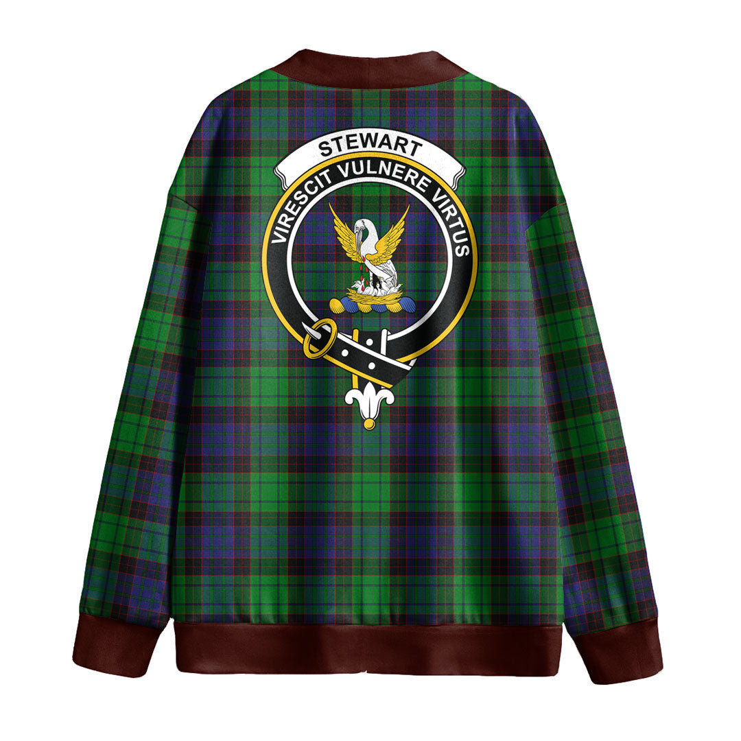 Stewart Old Modern Tartan Crest Knitted Fleece Cardigan
