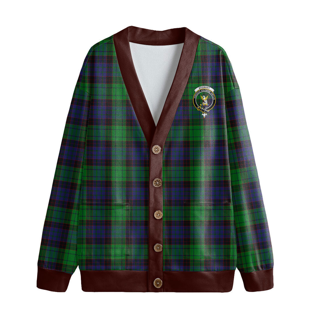 Stewart Old Modern Tartan Crest Knitted Fleece Cardigan