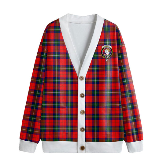 Ruthven Modern Tartan Crest Knitted Fleece Cardigan