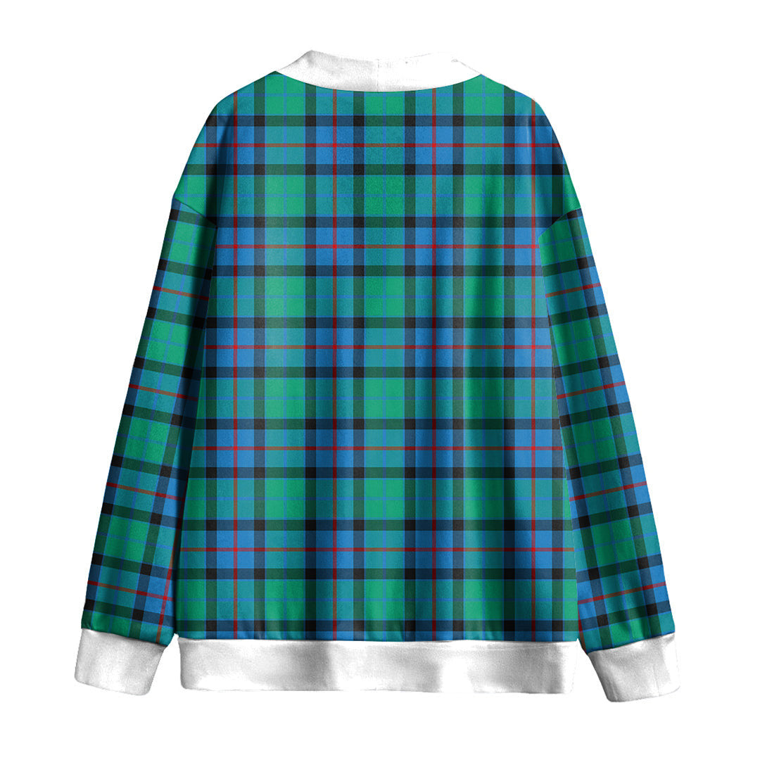 Flower Of Scotland Tartan Plaid Knitted Fleece Cardigan