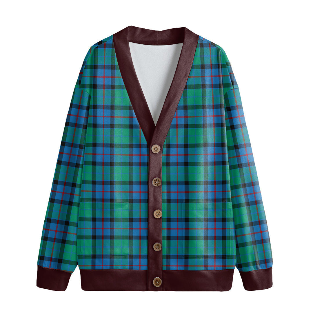 Flower Of Scotland Tartan Plaid Knitted Fleece Cardigan