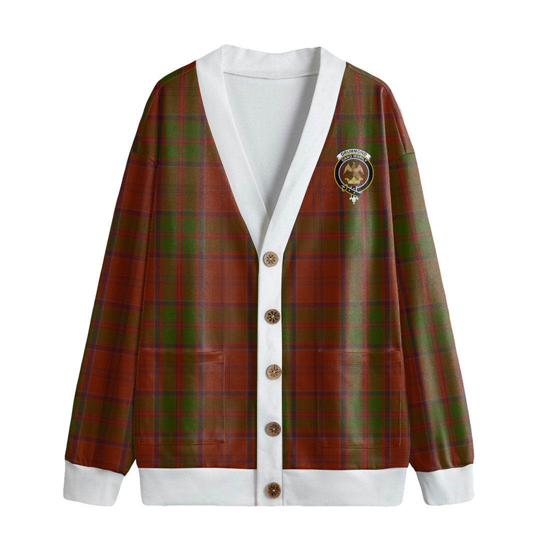 Drummond Tartan Plaid Tartan Crest Knitted Fleece Cardigan