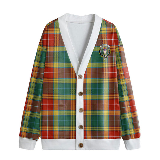 Buchanan Old Sett Tartan Crest Knitted Fleece Cardigan