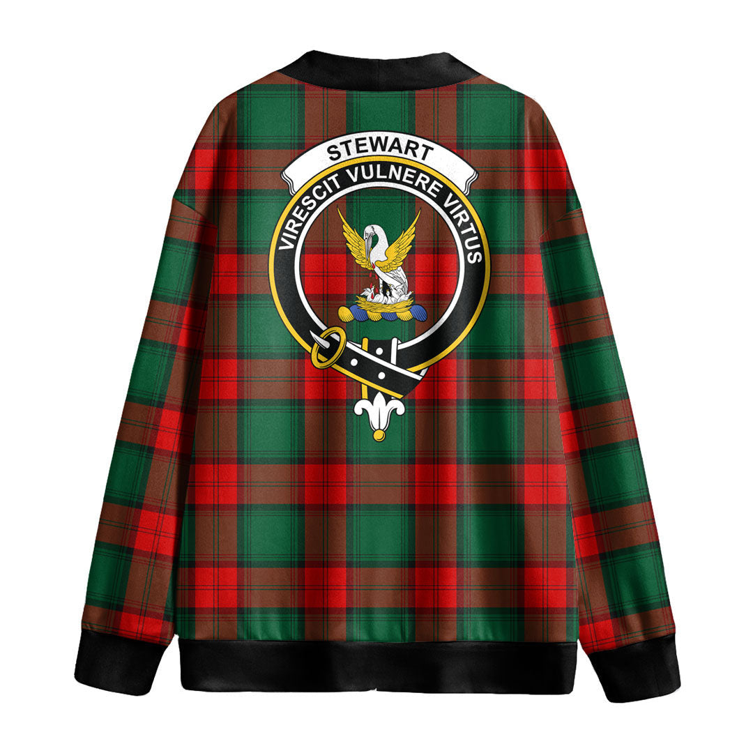 Stewart Atholl Modern Tartan Crest Knitted Fleece Cardigan