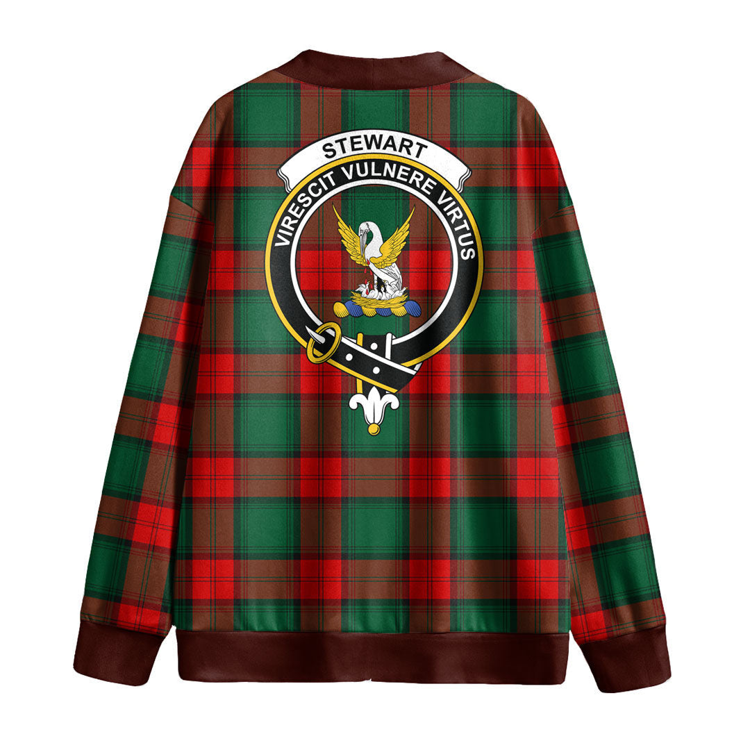 Stewart Atholl Modern Tartan Crest Knitted Fleece Cardigan