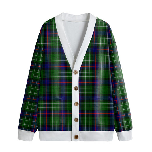 Leslie Hunting Tartan Plaid Knitted Fleece Cardigan