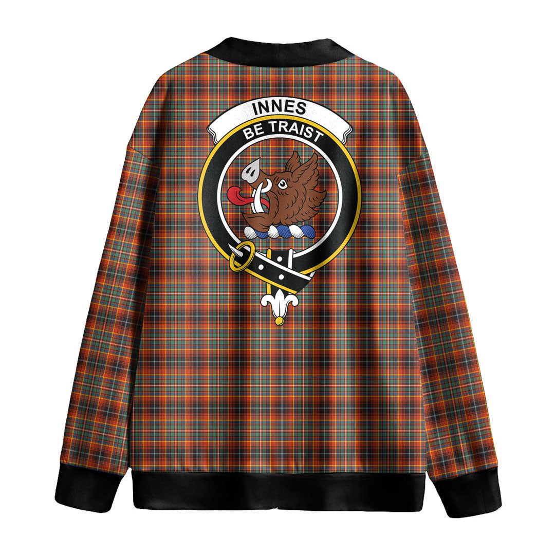 Innes Ancient Tartan Crest Knitted Fleece Cardigan