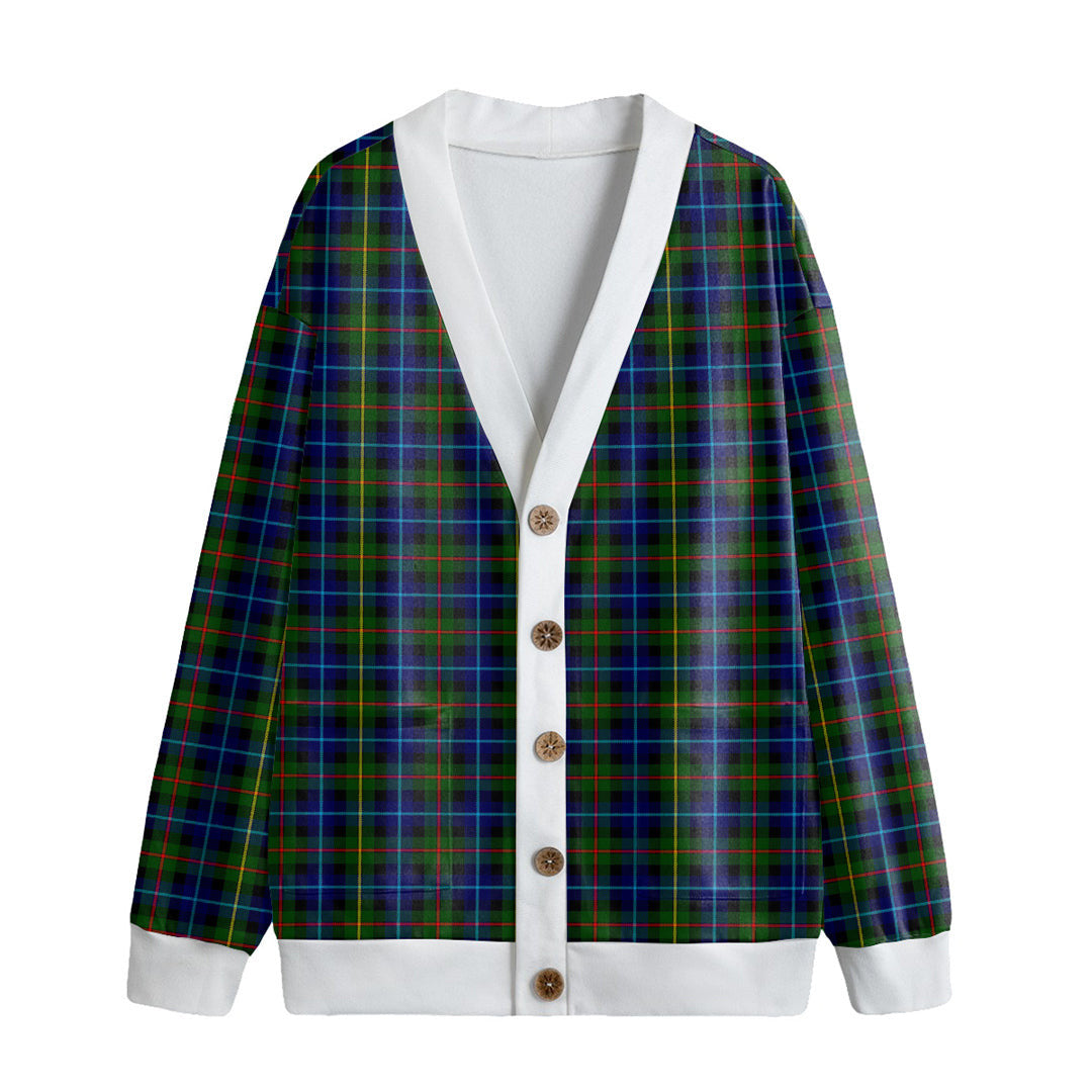 Smith Modern Tartan Plaid Knitted Fleece Cardigan