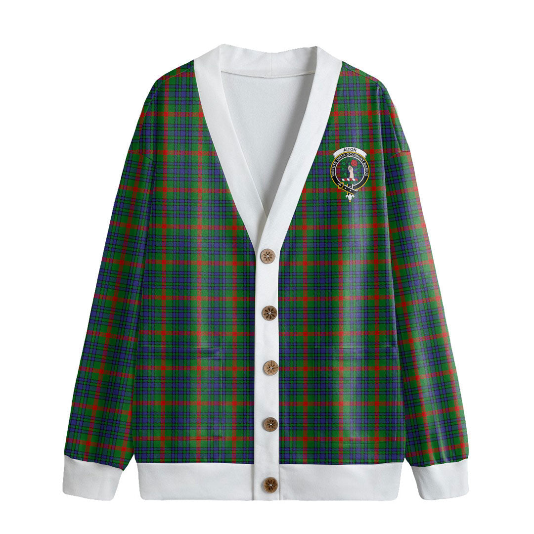 Aiton Tartan Crest Knitted Fleece Cardigan