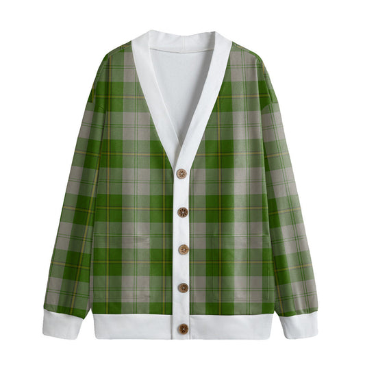 Cunningham Dress Green Dancers Tartan Plaid Knitted Fleece Cardigan