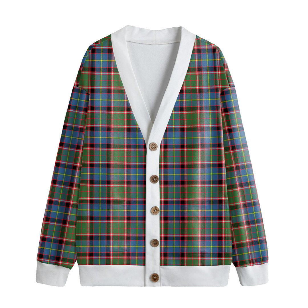 Stirling Bannockburn District Tartan Plaid Knitted Fleece Cardigan