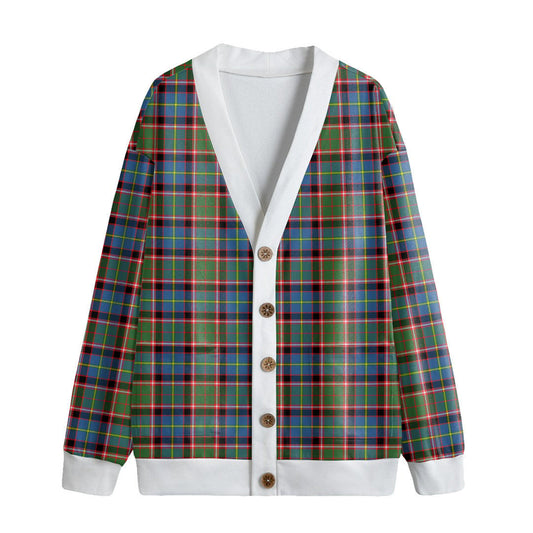 Stirling Bannockburn District Tartan Plaid Knitted Fleece Cardigan