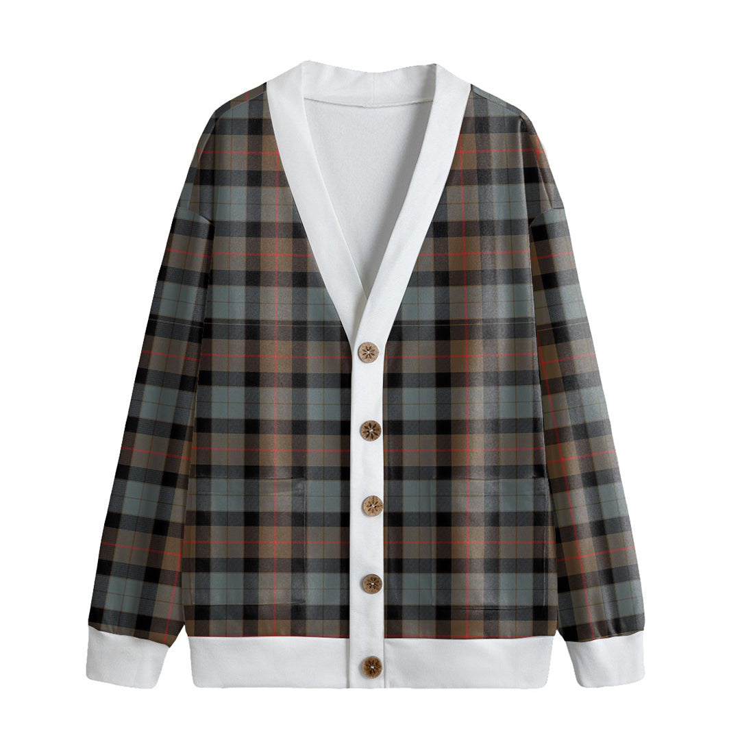 Gunn Weathered Tartan Plaid Knitted Fleece Cardigan