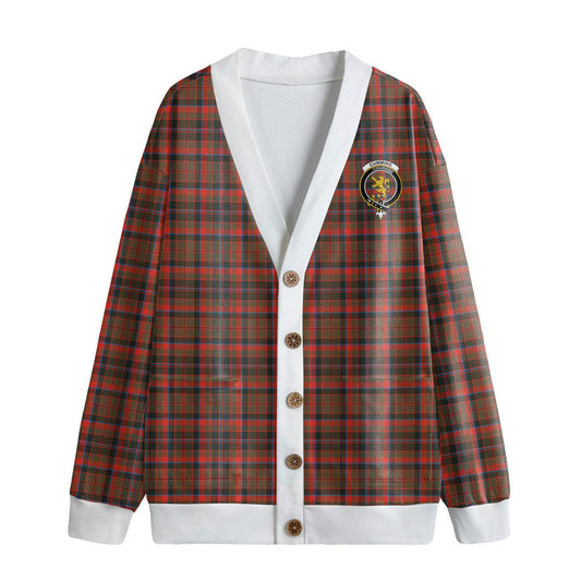 Cumming Hunting Weathered Tartan Crest Knitted Fleece Cardigan