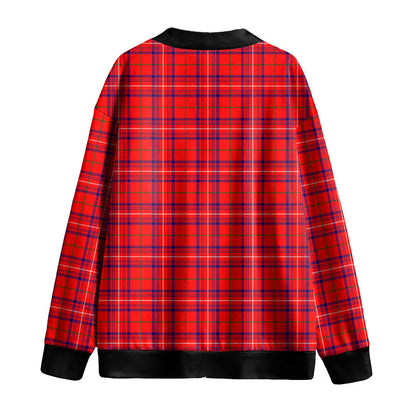 Rose Modern Tartan Plaid Knitted Fleece Cardigan