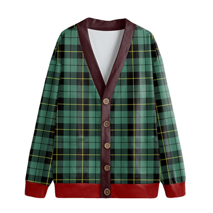 Wallace Hunting Ancient Tartan Plaid Knitted Fleece Cardigan