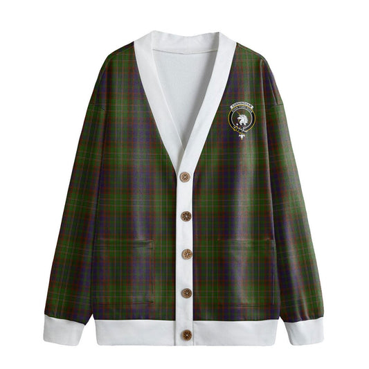 Cunningham Hunting Modern Tartan Crest Knitted Fleece Cardigan