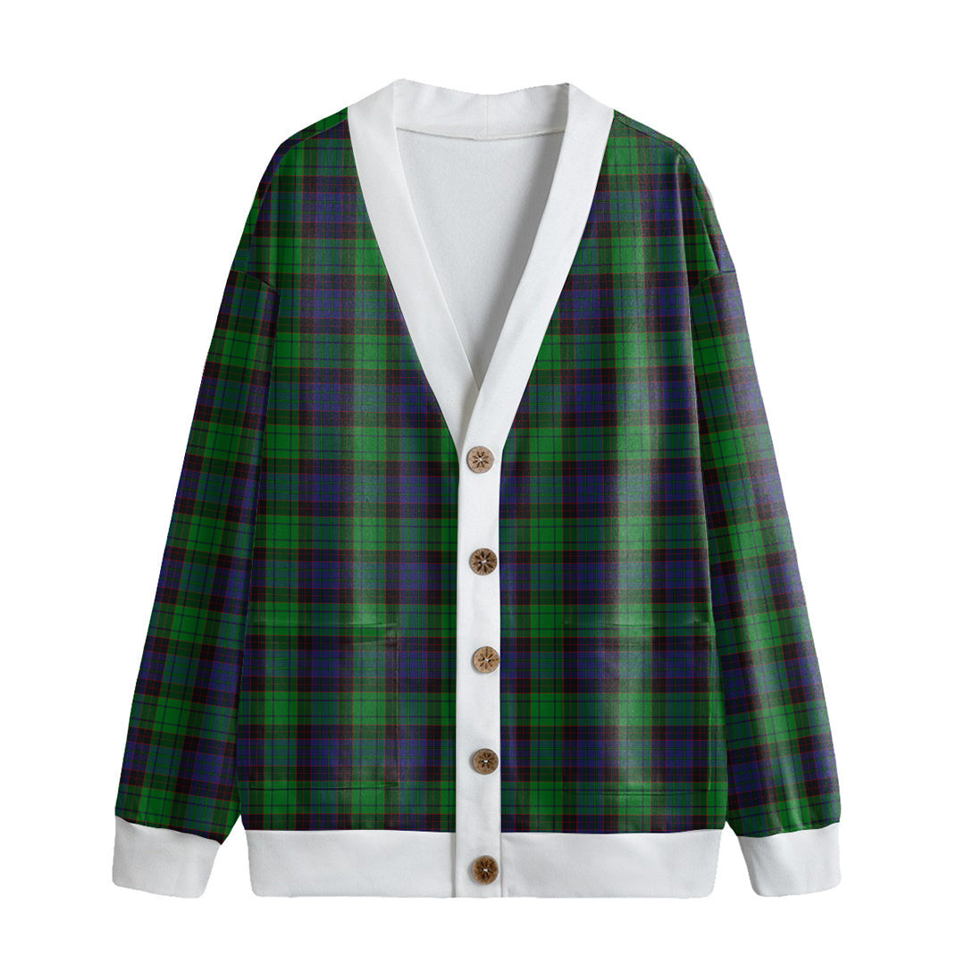 Stewart Old Modern Tartan Plaid Knitted Fleece Cardigan