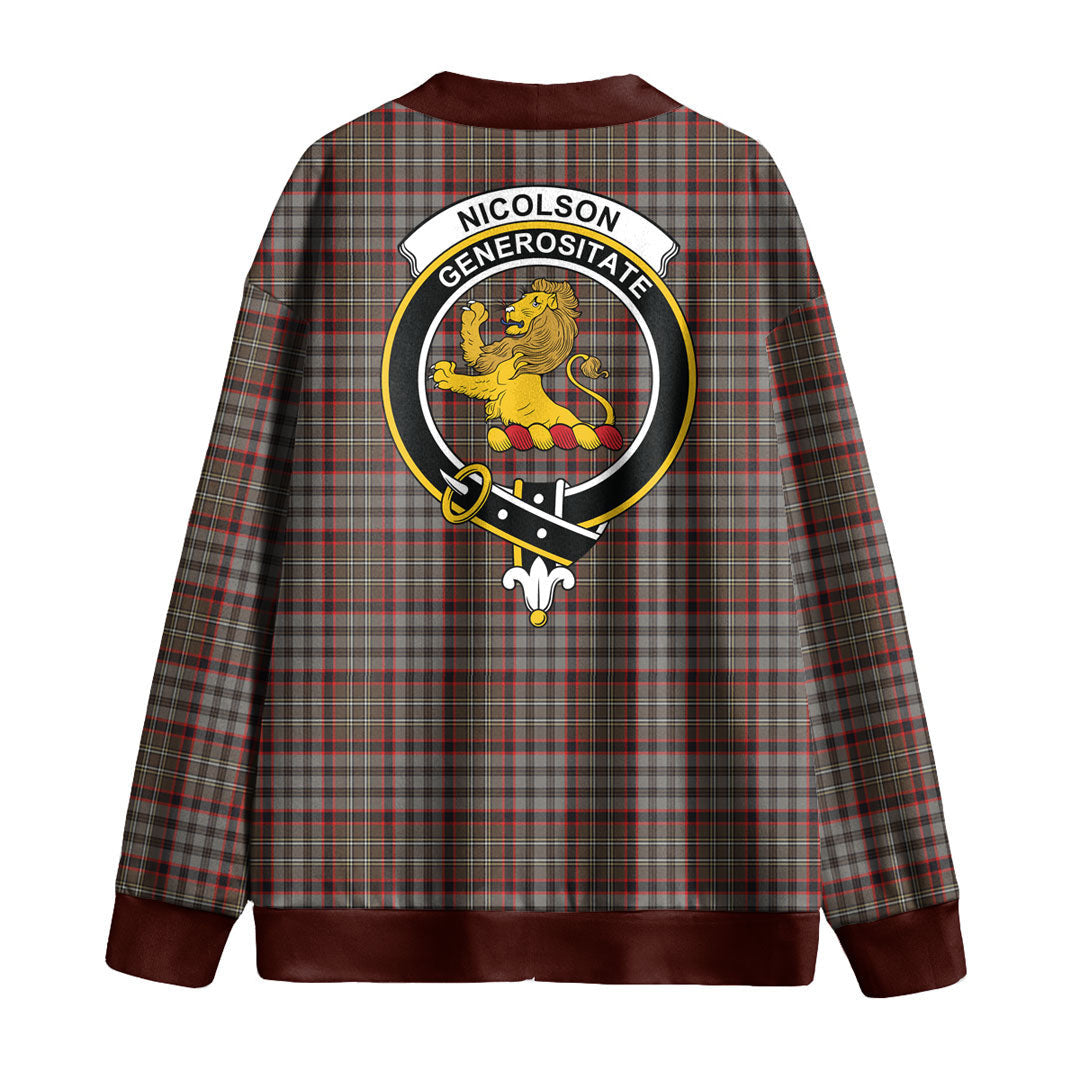 Nicolson Hunting Weathered Tartan Crest Knitted Fleece Cardigan