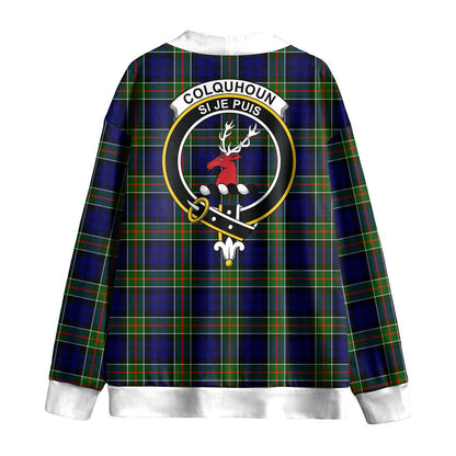 Colquhoun Modern Tartan Crest Knitted Fleece Cardigan