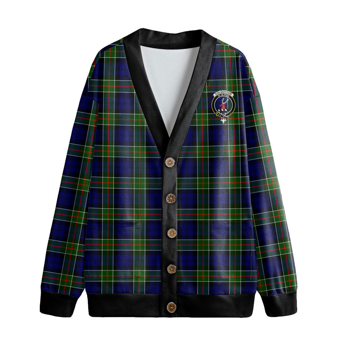 Colquhoun Modern Tartan Crest Knitted Fleece Cardigan