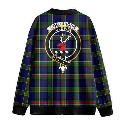 Colquhoun Modern Tartan Crest Knitted Fleece Cardigan