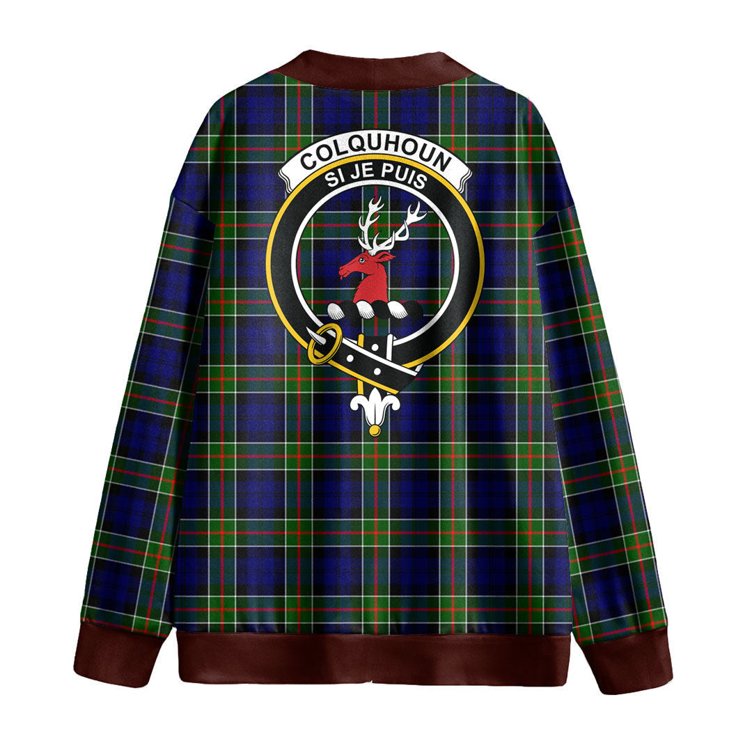 Colquhoun Modern Tartan Crest Knitted Fleece Cardigan