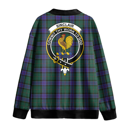 Sinclair Hunting Modern Tartan Crest Knitted Fleece Cardigan