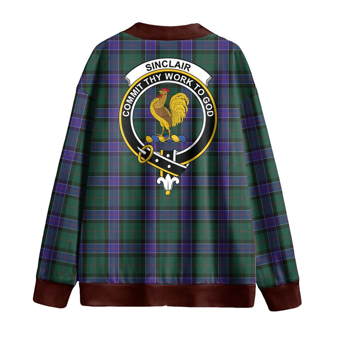 Sinclair Hunting Modern Tartan Crest Knitted Fleece Cardigan